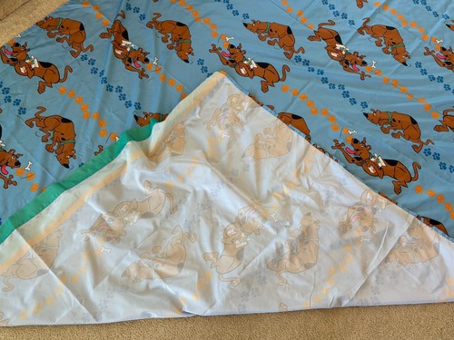 Full Size Scooby Doo Cartoon Blue Dog with Bones Flat Sheet ONLY Gently Used - Picture 5 of 6