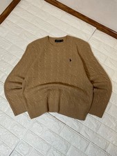 Polo Ralph Lauren Cable-Knit Wool-Cashmere Sweater - Camel/Tan Size L