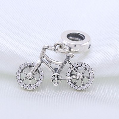 Brilliant Bicycle Sterling Silver Clear CZ Pandora Dangle Charm Sports Lifestyle