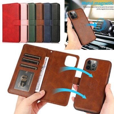 Magnetic Leather Removable Wallet Case For iPhone 16 15 14 13 12 11 Pro Max 8 7