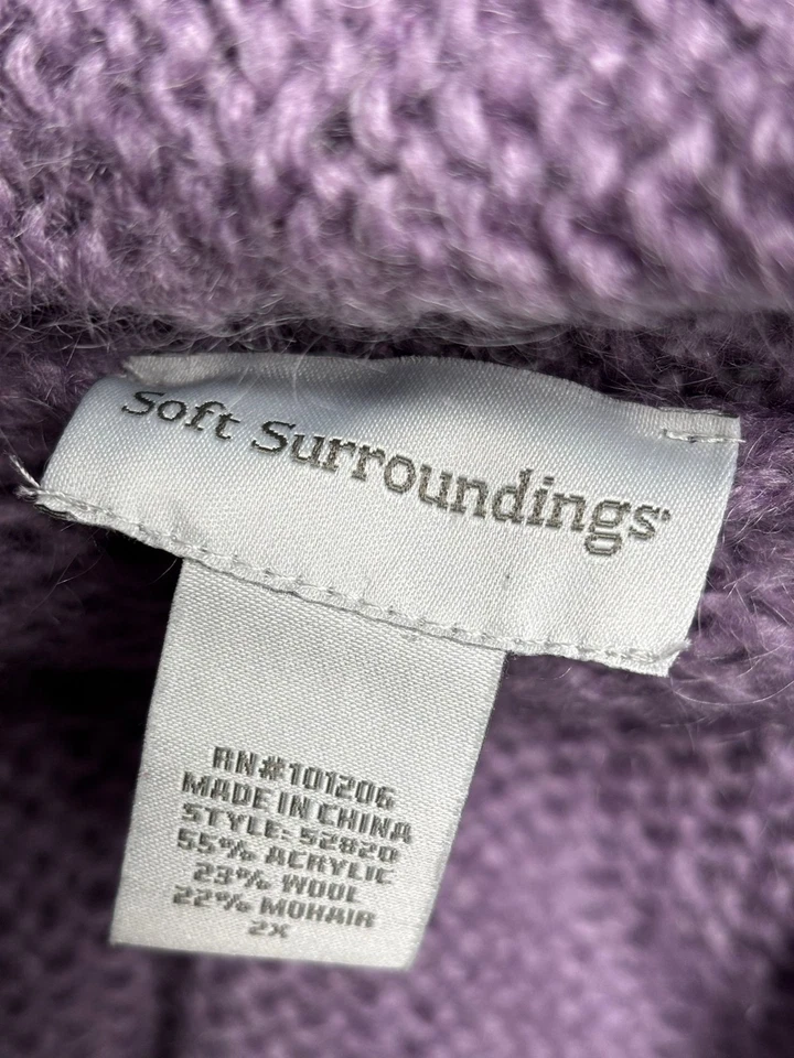 Cárdigan suéter Soft Surroundings Telluride Topper plumero para mujer talla 2X púrpura Foto 3 de 4