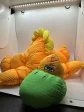 VTG Stuffins Nylon Dinosaur Plush Toy Neon Orange Green Yellow  90’s Parachute