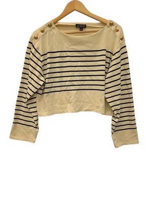 J.Crew Cropped Boatneck T-shirt with Buttons in Mariner Cotton - Size Large