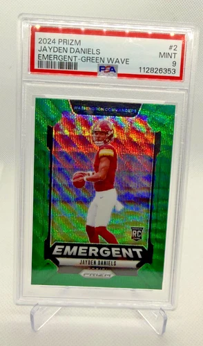 2024 Panini Prizm Emergent Green Wave Jayden Daniels Rookie PSA 9 #2 RC