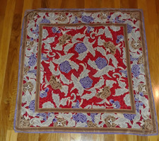 Oscar de la Renta Rust Brown Red Purple Ornate Floral 100 Silk Square Scarf 30"