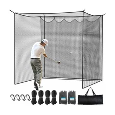 Golf Hitting Cage Net with Extra Back Net, 10x10x10ft Practice Netting for Go...
