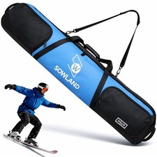 Padded Snowboard for Air Travel, Reinforced Double Snowboard Ski Bag 155cm Blue