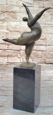 VINTAGE ABSTRACT MODERN ART CAST BRONZE STATUE MARBLE BASE FIGURINE FIGURE DECOR