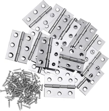 20-Pack 2-Inch Stainless Steel Folding Hinges with 120 Screws for Crafts