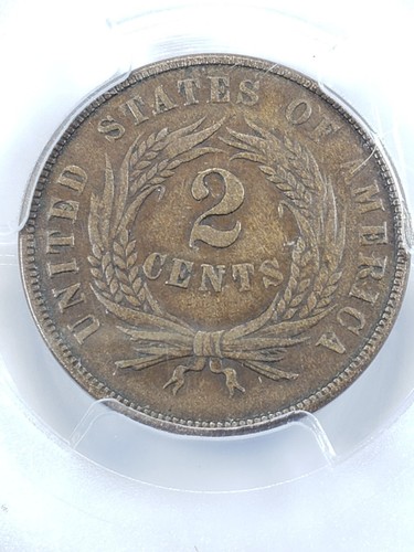 1870 Two 2 Cent Piece PCGS & CAC XF45 Semi-Key Date - Picture 3 of 4