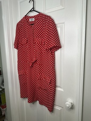 Dolina Petites Red White Polkadot Shirt Dress Size 14 Rockabilly Vintage Retro