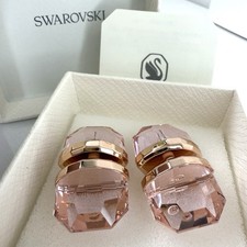 Swarovski Lucent Stud Earrings Pink Rose Gold Plated New In Box
