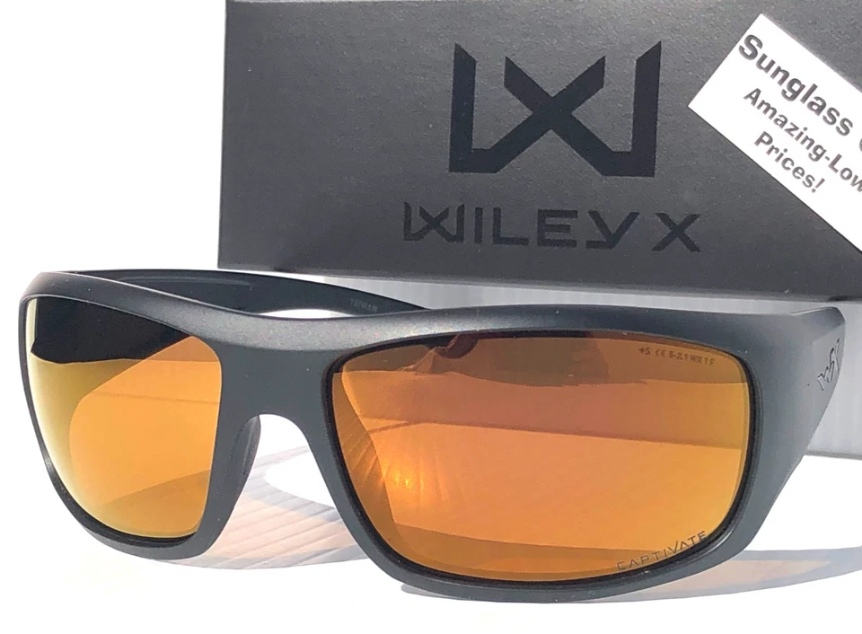 NUEVO Wiley X OMEGA Negro Mate CAPTIVATE POLARIZADO Bronce Espejo Gafas de Sol 2408Z Foto 3 de 4