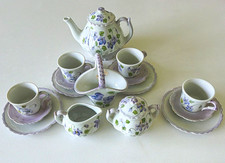 Andrea by Sadek Floral Porcelain Childs Violet Tea Set 18 pieces