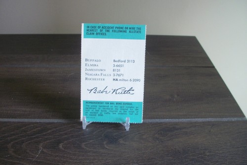 Babe Ruth Signed Auto Allstate Insurance Card Please READ