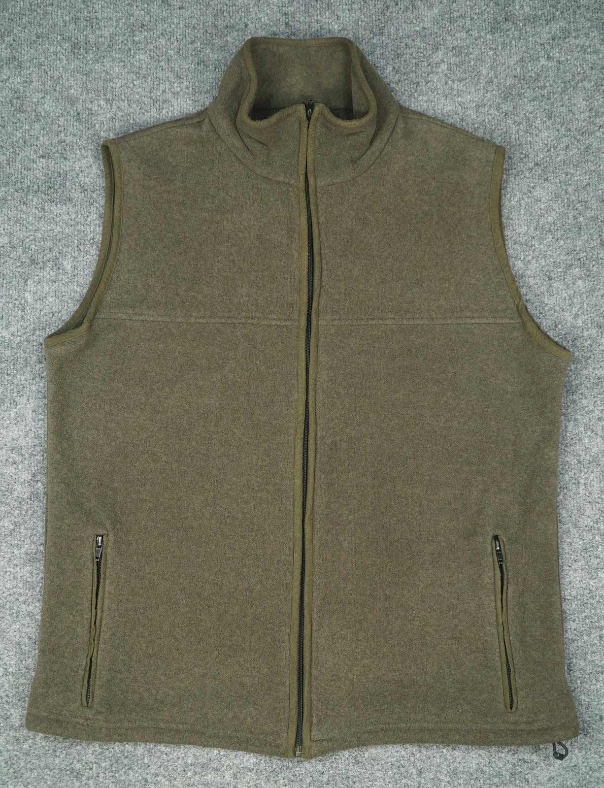 Vintage Orvis Vest Mens Medium Green Fleece Full Zip Stand Collar USA Outdoor