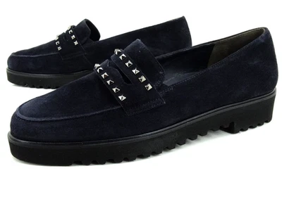 Paul Green Chausson Ballerine Mokassins Cuir Bleu Foncé T.42 UK8 - Photo 1/4