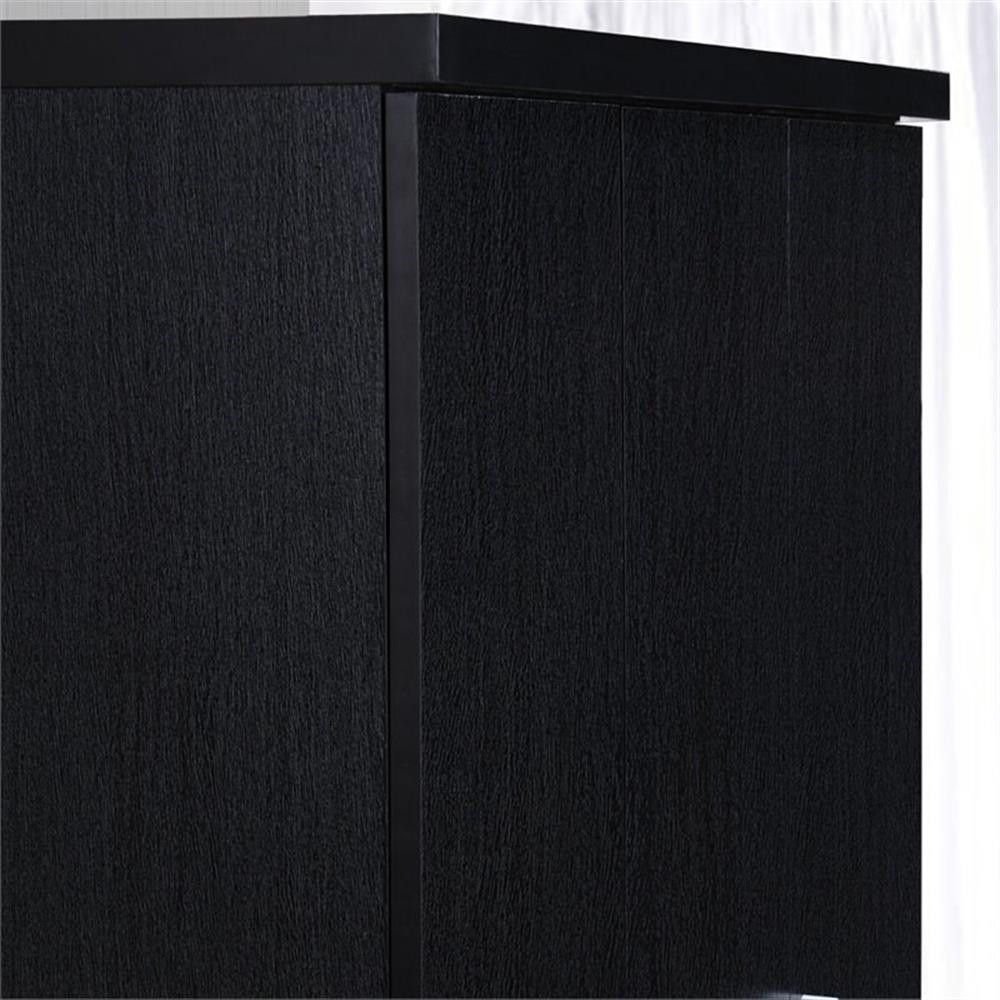 Hodedah 3 Door Armoire with 2 Drawers 3 Shelves in Black Wood