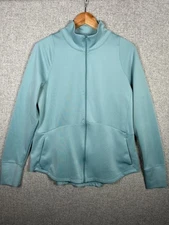 Layer 8 Medium Womens Zip Athletic Top Long Sleeve Blue Golf Stretch Mock Neck
