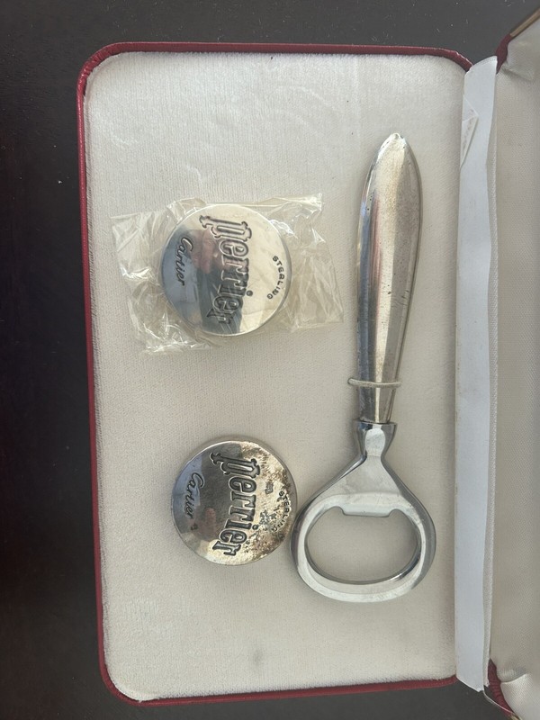 Cartier Perrier Rare Vintage Bottle Opener and Corks Perrier 925 Sterling Silver
