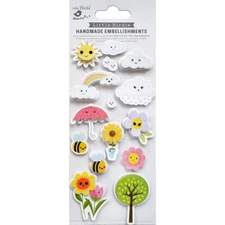 Stickers 3D Little Birdie Sunshine Rainbow Clouds Umbrella Bees Flowers Tree