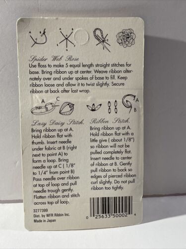 Mokuba Ribbon Embroidery 4 Bonus Pack Color 50002 Vintage New - Picture 4 of 4