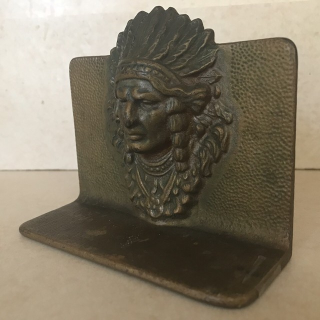 Vintage Antique Brass Bronze Native American Indian Head Bookend eBay