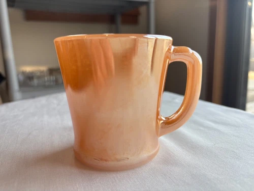 Mid Century Modern Fire King Peach Lustre 3 1/2" Mug Very Good Used Condition