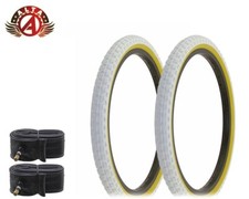 2 Alta BICYCLE WIRE BEAD 20 X 1.75 BMX DURABLE TIRES WHITE/GUM COMP III W/TUBES.
