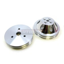 Small Block Chevy SWP Aluminum 2 Double Groove Water Pump Crankshaft Pulley Kit