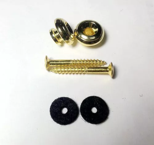 2 High Quality Marshroom Head Strap Button GOLD for Gibson style Guitar Bass