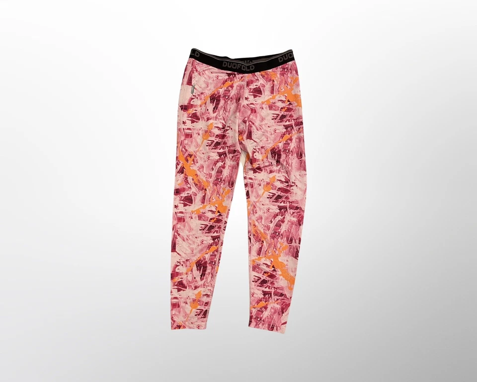 NUEVO CHAMPION Mujer Doble Capa Base Camisa + PANTALONES Patrón PEQUEÑO ROSA - CONJUNTO Foto 3 de 3