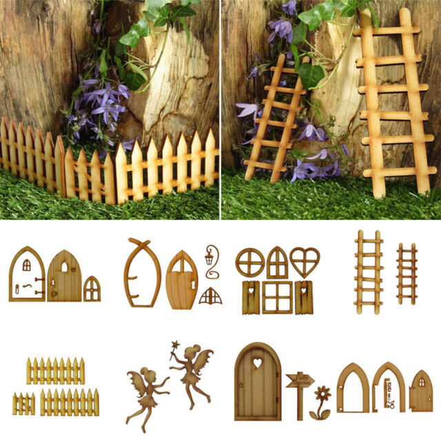 3D Wooden Fairy Garden Door Micro Landscape Miniature Dollhouse DIY Accessories