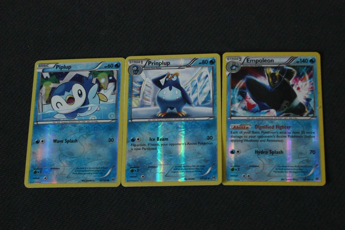 Pokemon Card EX-LP Reverse Holo Piplup, Prinplup, &amp; Empoleon XY Breakthrough