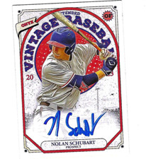NOLAN SCHUBART 2023 ONYX VINTAGE EXTENDED BASEBALL ON CARD AUTO BLUE INK