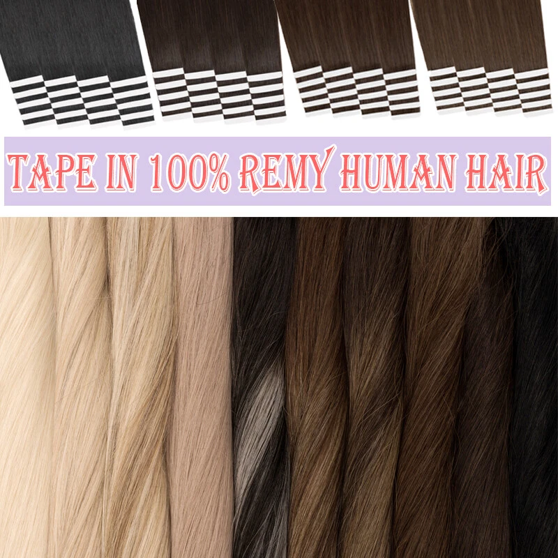 Invisible Tape In Remy Skin Weft 100% Human Hair Extensions THICK Full Head 150G - Image 3 of 4