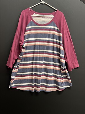 Sonoma Woman Plus Size 4X Striped 3/4 Sleeve Lt weight Printed NWOT