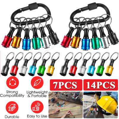 7/14x Portable 1/4'' Hex Shank Quick Release Key Chain Screwdriver Bit Holder Bit
