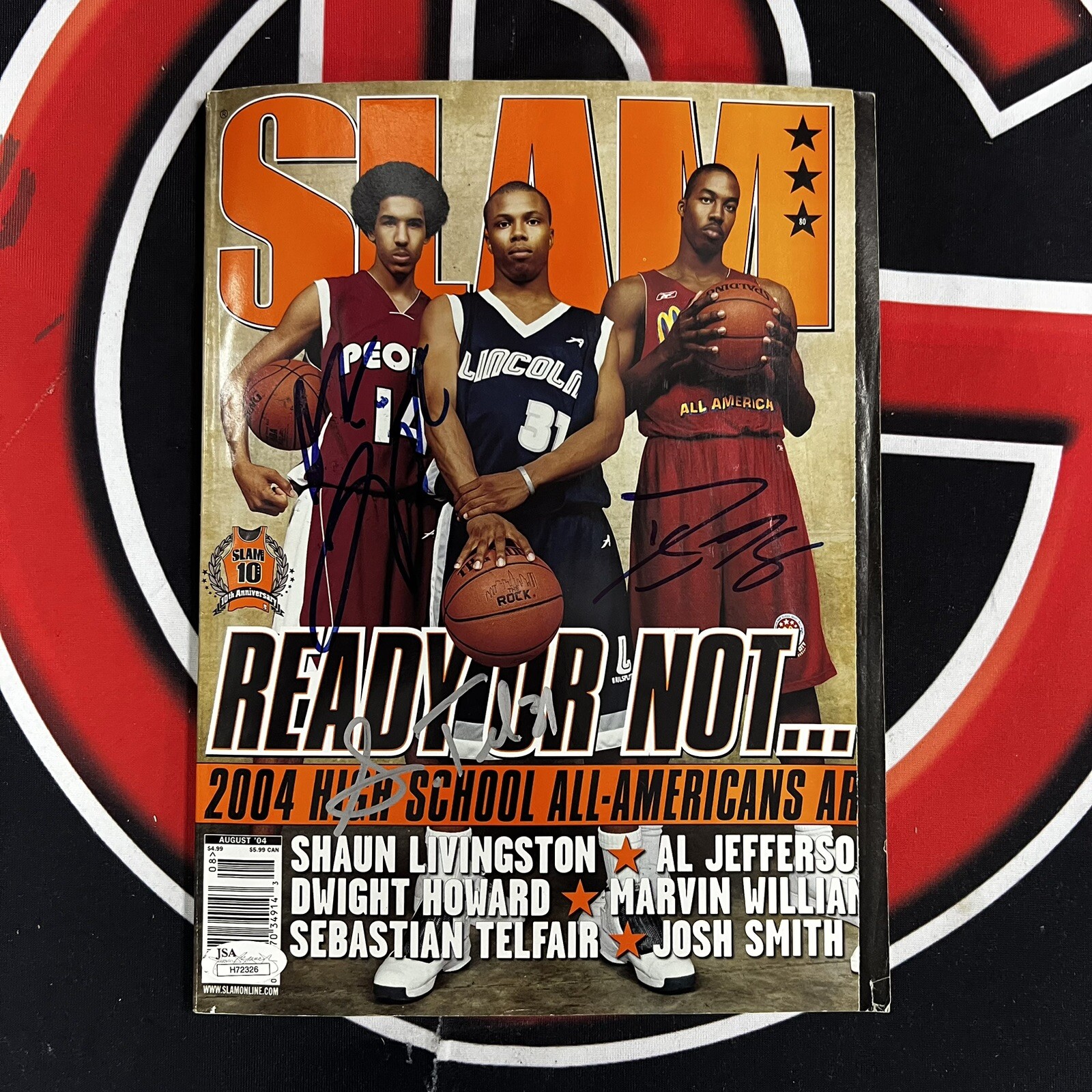 Dwight Howard Autographed Signed 2004 SLAM Magazine by Howard, Telfair,  Livingston + 3 Others AUTO JSA, image size:1600x1600