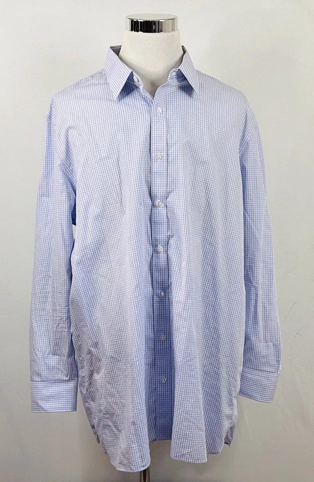 Bonobos 20 37 Standard Fit Wrinkle Free Dress Shirt Blue Pink Plaid Cotton - Image 2 of 4