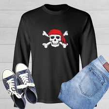 Bandana Skull Novelty Sarcastic Humor Men's Long Sleeve Shirt