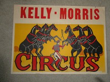 Original Vintage 1950s Kelly Morris Circus Event Poster 20x27"