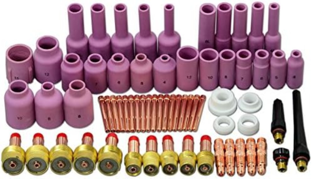RIVERWELD TIG Jumbo Lente per gas Corpo pinza Ugello in allumina Tazze in cerami