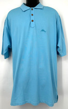 Tommy Bahama Men's Pullover Polo Shirt Medium Blue Textured Cotton Knit