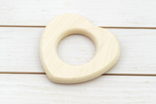 Made in Europe, Wooden Organic Baby Teether - shape HEART - 75mm./ 3inches