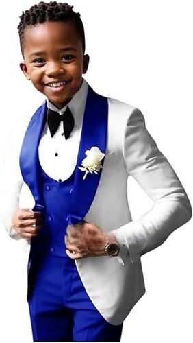 Boys Suits Shawl Lapel Slim Fit Formal Wear Toddler Wedding Groom Three Pieces - Picture 5 of 27