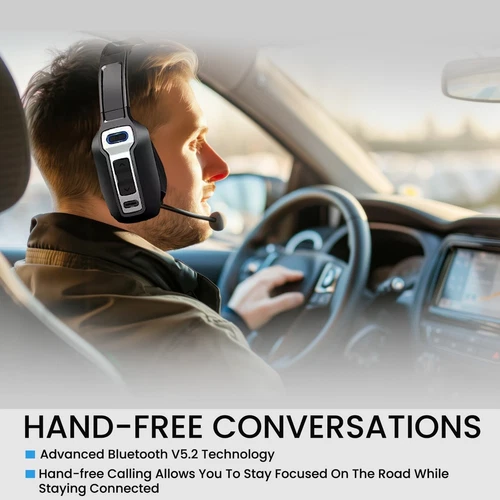 Trucker Bluetooth 5.2 Wireless Headset With Noise Cancelling Mic For Phones PC - Picture 5 of 18
