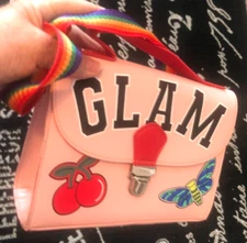 New FAO SWARTZ Pink GLAM PURSE TATOO Cross Body Shoulder BAG Butterfly RAINBOW