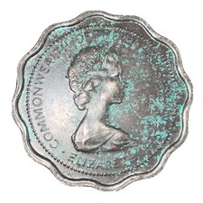 Bahamas 10 Cents 1973 Coin Scalloped Bone Fish Elizabeth II Copper Nickel KM# 39