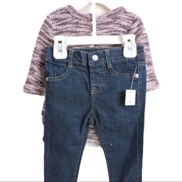Conjunto de 2 piezas suéter jeans 7 For All Mankind 24M conjunto niña fragante lila nuevo con etiquetas Foto 2 de 4